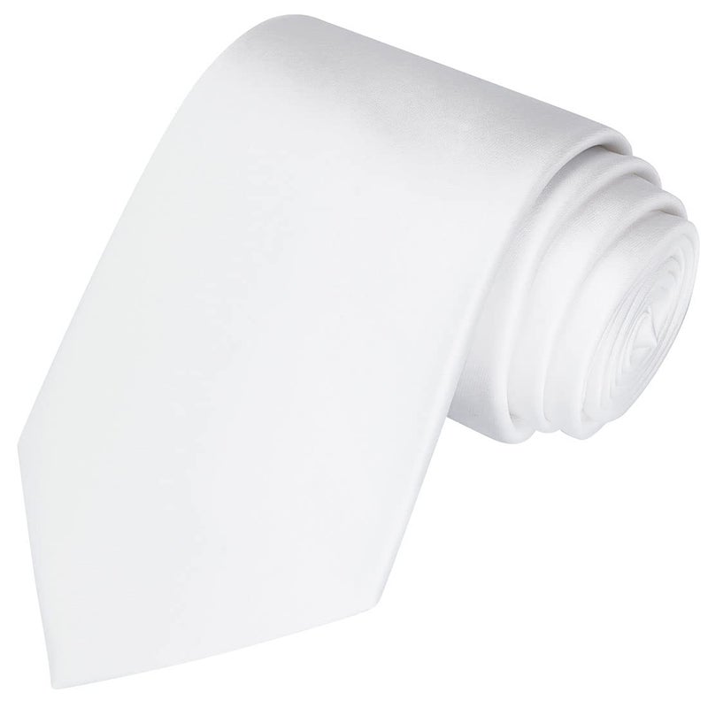 KissTies Mens White Tie Wedding Necktie Satin Formal Ties + Gift Box - Image 1